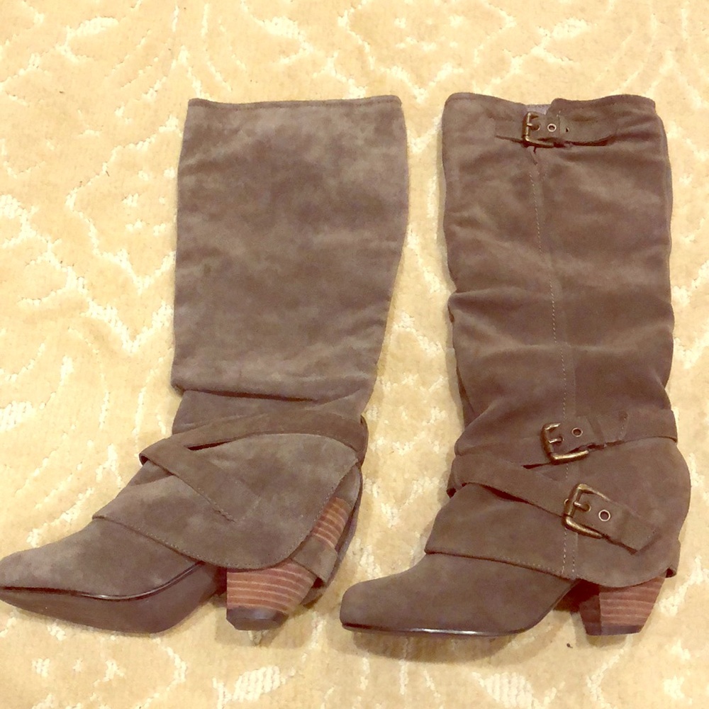 Taupe/Gray Suede Boots